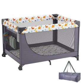 VEVOR Baby Playpen Quick-Folding Portable Baby Toddler Fence Play Yard & Wheels