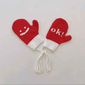 Winter Red Gloves Mittens for Boys Girls