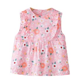 Pink Flora Baby's Inner Waterproof Apron Eating Smock Girl's Princess Smock Sleeveless Bib