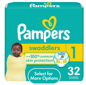 Pampers Swaddlers Diapers, Size 1, 32 Count (Select for More Options)