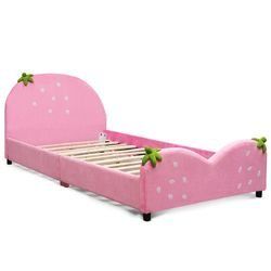 Kids Children Upholstered Berry Pattern Toddler Bed