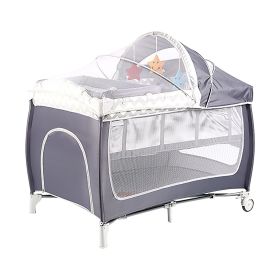 Portable Baby Crib Foldable Baby Beside Bassinet Wheel Lock Diaper Changer Table Bed Net Side Storage Pocket Toys Playard Baby Nursery Center