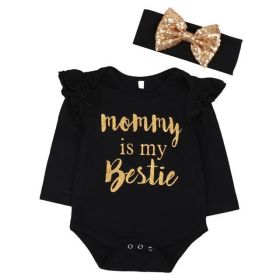 English Letter Baby One-piece 2pcs Set Head Scarf Hip-hop Style Suit (Option: 100cm)