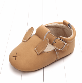 Spring and autumn cartoon animal baby shoes matte leather non-slip soft bottom baby shoes wholesale 0884 (Option: Yellow rabbit-11CM)