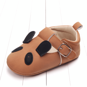 Spring and autumn cartoon animal baby shoes matte leather non-slip soft bottom baby shoes wholesale 0884 (Option: Brown Panda-12CM)