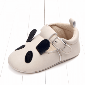 Spring and autumn cartoon animal baby shoes matte leather non-slip soft bottom baby shoes wholesale 0884 (Option: Beige Panda-11CM)