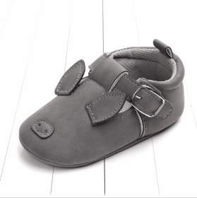 Spring and autumn cartoon animal baby shoes matte leather non-slip soft bottom baby shoes wholesale 0884 (Option: Dark grey piglet-13CM)