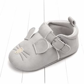 Spring and autumn cartoon animal baby shoes matte leather non-slip soft bottom baby shoes wholesale 0884 (Option: Light grey rat-11CM)