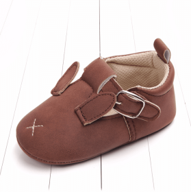 Spring and autumn cartoon animal baby shoes matte leather non-slip soft bottom baby shoes wholesale 0884 (Option: Coffee rabbit-11CM)