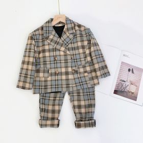 Small, medium and big kids plaid jacket (Option: Brown-100)