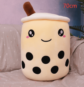 Cute Fruit Drink Plush Stuffed Soft Strawberry Milk Tea Plush Boba Tea Cup Toy Bubble Tea Pillow Cushion Kids Gift (Option: light coffee-70cm)