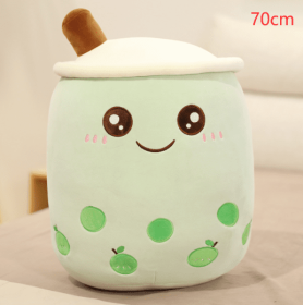 Cute Fruit Drink Plush Stuffed Soft Strawberry Milk Tea Plush Boba Tea Cup Toy Bubble Tea Pillow Cushion Kids Gift (Option: Green-70CM)