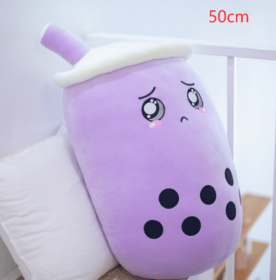 Cute Fruit Drink Plush Stuffed Soft Strawberry Milk Tea Plush Boba Tea Cup Toy Bubble Tea Pillow Cushion Kids Gift (Option: Purple-50CM)