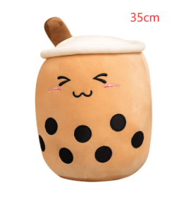 Cute Fruit Drink Plush Stuffed Soft Strawberry Milk Tea Plush Boba Tea Cup Toy Bubble Tea Pillow Cushion Kids Gift (Option: Triangle-35CM)