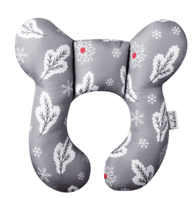 Infant Pillow  Baby Bed  U-Shaped Safety Seat  Neck Guard  Fixed Stereotyped Stroller Pillow (Option: Grey snowflake-OPP)