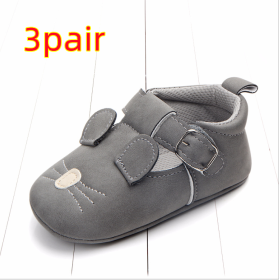 Spring and autumn cartoon animal baby shoes matte leather non-slip soft bottom baby shoes wholesale 0884 (Option: Mouse B 3pair-13CM)