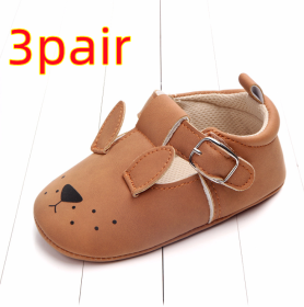 Spring and autumn cartoon animal baby shoes matte leather non-slip soft bottom baby shoes wholesale 0884 (Option: Dog B 3pair-12CM)