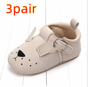 Spring and autumn cartoon animal baby shoes matte leather non-slip soft bottom baby shoes wholesale 0884 (Option: Dog A 3pair-13CM)