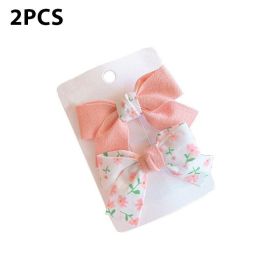 Cute Bows Baby Girls Hair Clips Solid Color Floral Pattern Children Hairpins Korean Korean Kids Hair Accessories (Color: C- Pink)